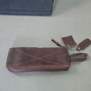 Leather travel toiletry bag